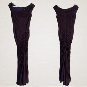 Tadashi Shoji Formal Dress Womens XS Purple Asymmetrical Neckline Ruched Wedding